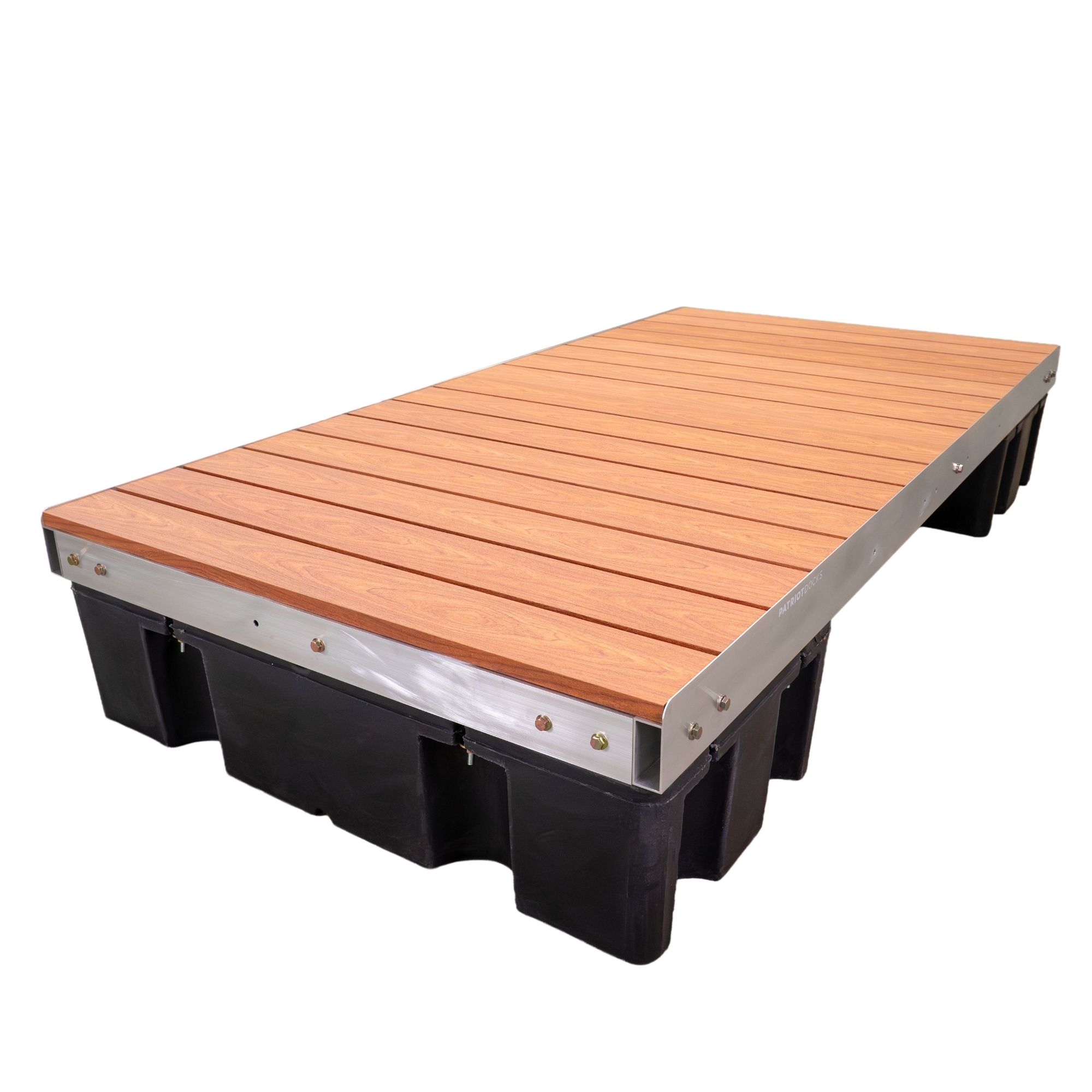 Patriot Docks Low-Profile Floating Dock Section with Brown Aluminum Decking